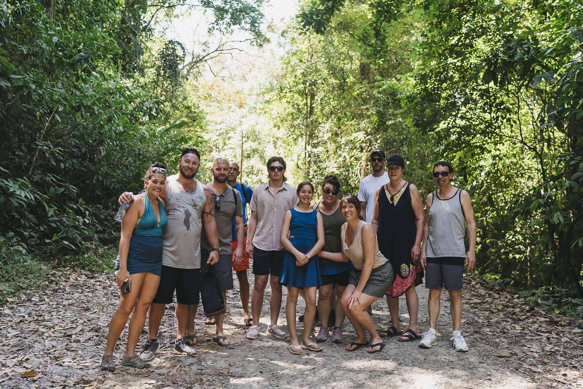 A wedding party enjoying pre-wedding adventures in Costa Rica