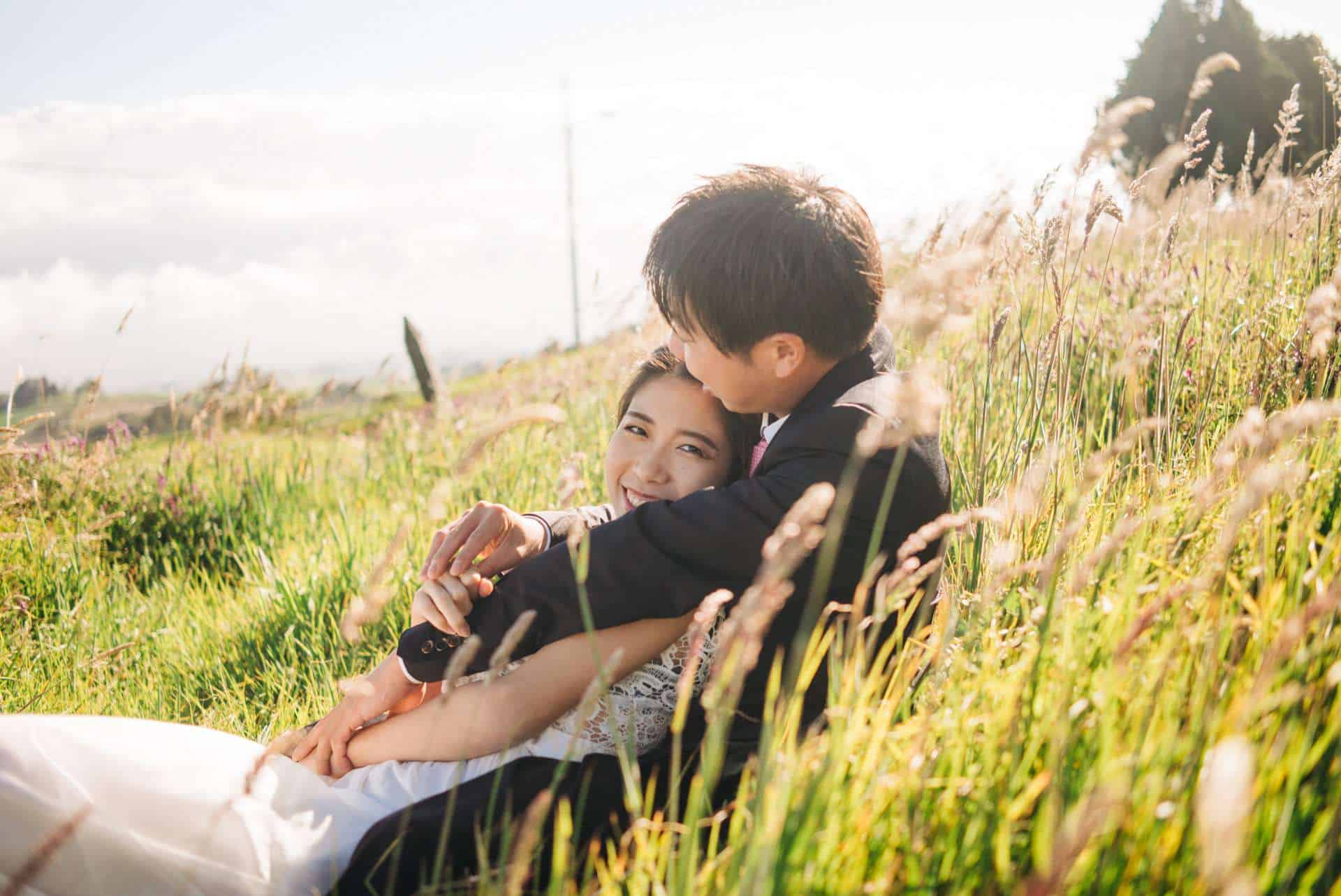 A couple sharing a private moment overlooking the Valle Central mountains Costa Rica destination wedding
