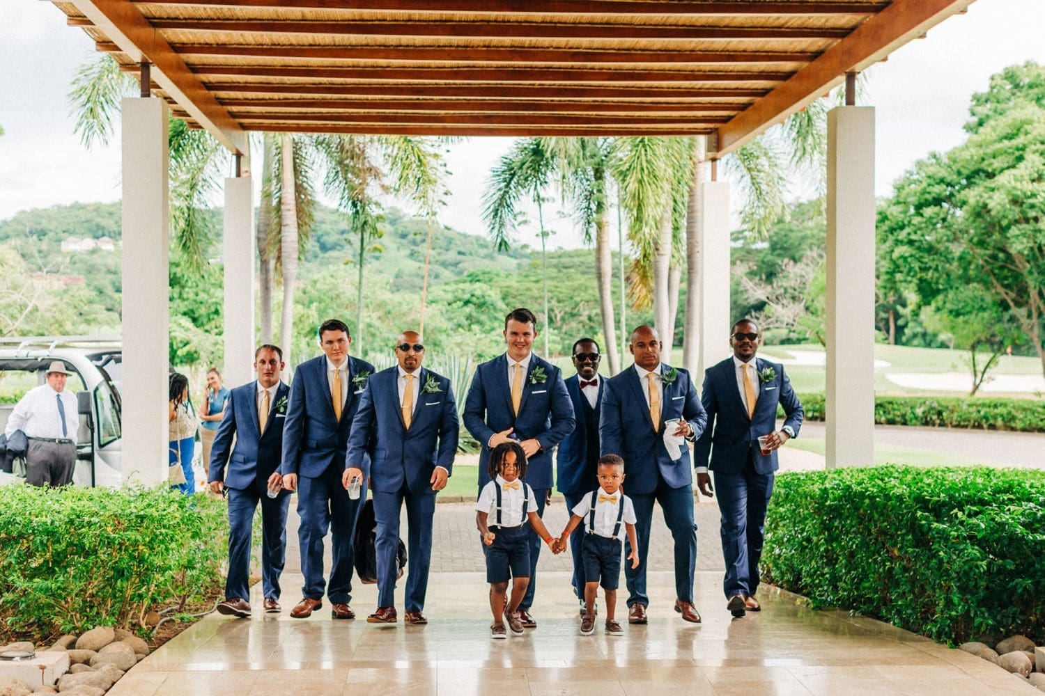 Westin Conchal Wedding Photographer Hottel lobby portraits of the wedding party