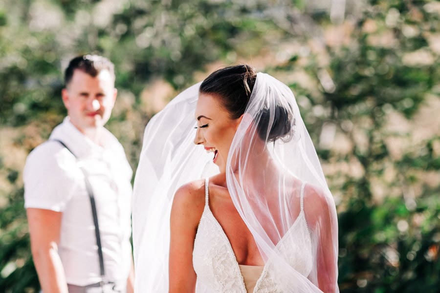 Bride laughing during her wedding at Casa Bali in Tamarindo, Costa Rica
